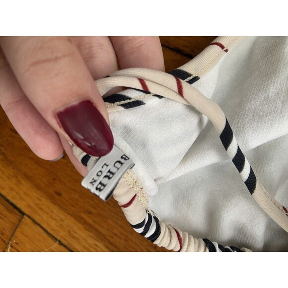 Burberry London Y2K Striped Triangle Halter Bikini Top Cream M - Picture 4 of 7